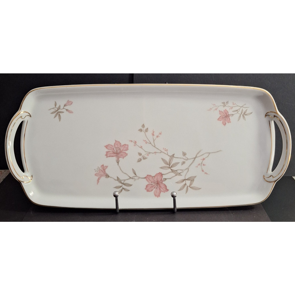 Vintage Johann Haviland Bavaria Rosita Serving Tray w/Gold Trim Handles 14"